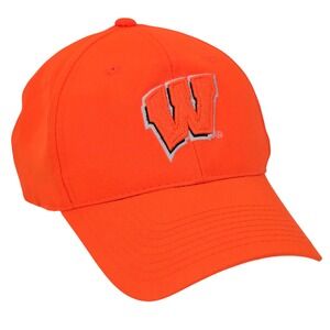 Wisconsin Badgers Hat Men OSFA Blaze Orange Neon Embroidered Signatures NCAA Cap